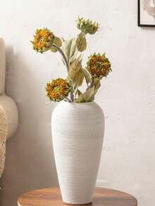 1 buc Vază hidroponică ceramică în stil minimalist nordic, potrivită pentru decorul casei, Set de vaze decorative minimaliste moderne, potrivite pentru flori proaspete, Vază în stil boem, potrivită pentru livingul în stil rustic, sufrageria, raft de cărți pe masă, decor central, decor pentru casă, decor central, decorațiune de masă, Vază mare cu flori cu dungi albe - Alb - Vizualizare 5