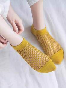 1/3/5/10 Pairs Random Women Breathable Hollow Shallow Mouth Invisible Boat Socks, Spring/Summer - Multicolor - View 9
