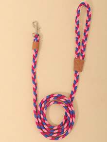 Trela de animal de estimação macia, confortável e durável em nylon trançado, estilo moda em 3 cores rosa, azul e vermelho, adequada para Bichon, Teddy e outros cães pequenos, adequada para passear com cães e gatos (não adequada para cães de tamanho médio e grande) - Multicolorido - Ver 1