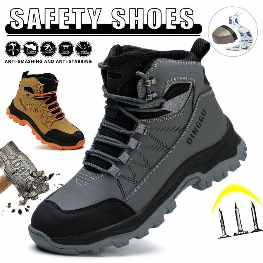 Men's Steel-Toe Shoes-Featuring Steel-Toe Protection-Impact-Resistant And Puncture-Resistant, Suitable For Construction And Warehouse Work - Orange - View 1