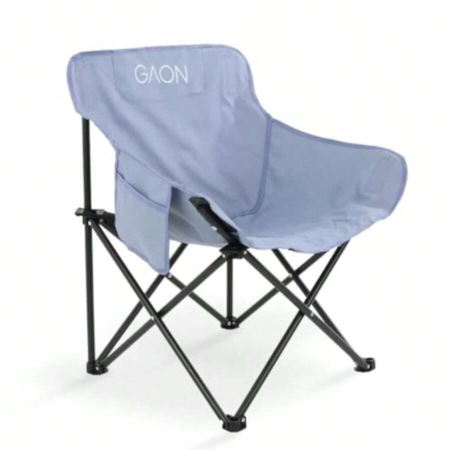GAON. Silla Plegable para Camping Pesca Playa y Exteriores de Lona Impermebale Ligera- Silla para Exterior Ergonomica con Estructura de Acero y Funda Transportadora Gris Azulado - Gris Azulado - Ver 1
