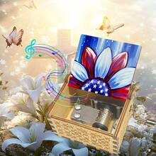 手摇木质音乐盒 - 爱国向日葵设计，播放《你是我的阳光》，无需电池，是独立日和送给亲人的完美礼物 - 彩色向日葵音樂盒 - 查看 7