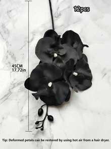1支/2支/4支/8支/12支黑色蝴蝶兰花人造花茎，优雅假花装饰，现代简约美学风格，适用于客厅、卧室、办公室、餐桌、架子和花瓶展示，哥特式、北欧风格，适合全年家居装饰、公寓装饰、桌面展示和活动背景装饰。 - 彩色 - 查看 14