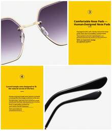 2026 New Model UV-Protective Gradient Sunglasses For Women With Large Faces, Frameless Sun Glasses With A High-End Feel - 灰茶片 - 查看 8