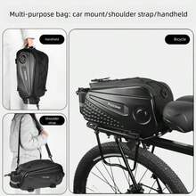 8.6L EVA Hard Shell Bicycle Rear Rack Bag, Electric Bike Saddle Bag, Cross-Border Cycling Tail Bag With Reflective Strips And Shoulder Strap - Black - View 3