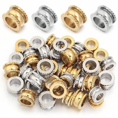 10/20 hạt đệm lỗ lớn bằng thép không gỉ, phụ kiện làm vòng cổ, vòng tay thời trang, hạt hình bánh donut lỗ lớn bền, chống dị ứng dùng cho DIY