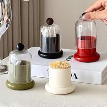 1个装奶油色牙签盒，家用优雅牙签和牙线收纳盒，创意棉签罐，简约奢华设计 - 彩色 - 查看 9