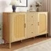 This Modern Style Sideboard, Equipped With Drawers, Shelves And Wood-Effect Metal Legs, Is A Versatile And Essential Piece Of Living Room Furniture. - Camel - View 3