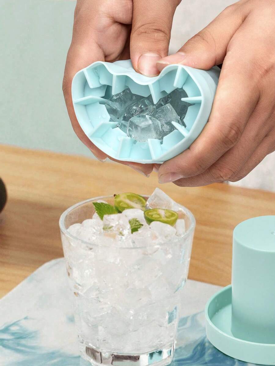 Mini (4/6cm) Molde de cubitos de hielo de silicona, fabricante de cubitos de hielo cilíndricos 3D, bandeja de fabricante de cubitos de hielo con diseño de cubo simple con tapa para cocina, sashimi de mariscos, útiles escolares