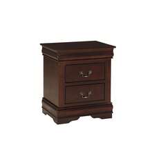 1pc Cherry Finish Two Drawers Louis Philip Nightstand Solid Wood Contemporary And Simple Style - 櫻桃木 + 實木1 - 查看 2
