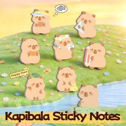 Notes adhésives mignonnes, haute valeur esthétique, forme de Capybara, design unique, réutilisables et amovibles