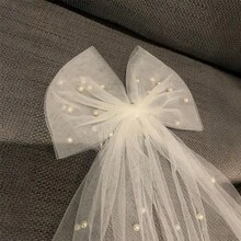 Personalized Bridal Veil With Bow, Wedding Veil, Bridal Party Veil With Bow And Pearl - Multicolor - View 6