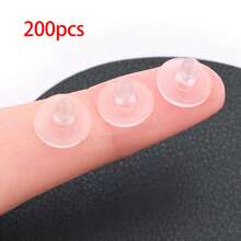 200pcs Silicone Earring Backs Soft Clear Hypoallergenic Replacement Stoppers For Stud Post, Hoop, Fishhook Earrings - White - View 9