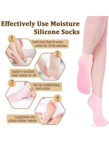 1双保湿硅胶凝胶袜，适用于干燥皲裂的双脚，滋养肌肤，润滑足部护理按摩袜 - 彩色 - 查看 4