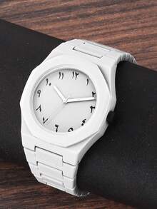 Montre à quartz décontractée avec collier pendentif, bracelet et bague, convient aux étudiants, à la rentrée scolaire, aux fêtes et aux voyages, à la tenue quotidienne, à l'anniversaire, à la remise des diplômes, cadeau de Noël pour les adolescents. Boîtier en plastique, sans boîte incluse. - Blanc - Voir 5