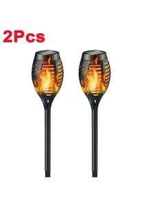 2/4pcs-96 LED Solar Outdoor Lawn Lights, 43 Inches High, Oversized, Waterproof Solar Torch Lights With Flashing Flames, 1200mAh Solar Powered Torch Decorative Lights, Used To Decorate Your Garden - 2 Warm Lights - View 7