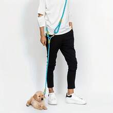 Reflective Hands-Free Dog Leash, Adjustable Bungee With Shock Absorption, Durable Nylon Webbing, Blue With Reflective Stripes, Ideal For Walking, Hiking & Running, Fits Small To Large Dogs, Convenient Outdoor Accessory - A - View 8
