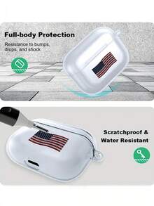 适用于第四代/第三代/第二代的镶钻美国国旗图案耳机保护套 - 耳机套 - 無色 - 查看 7