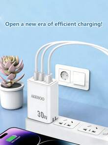 适用于苹果反向PD 30W充电器，氮化硅三端口充电头，可折叠快充头 - 美規A型插(110-127V) - 查看 11