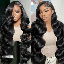 波波头假发，真人混纺发丝，13x4前蕾丝假发，10-36英寸，自然波浪卷，180%密度，高清透明蕾丝前假发，真人混纺发丝，预先拔毛，女士波波头假发，自然黑 - 自然色&黑色系 - 查看 5