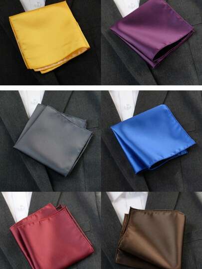 Men's Solid Color Smooth Pocket Square - Vintage British Gentleman Style Square Handkerchief, Classic Suit Scarf For Tuxedo And Formal Shirt, High-Quality Satin Suitable For Wedding, Party, Business Formal Wear