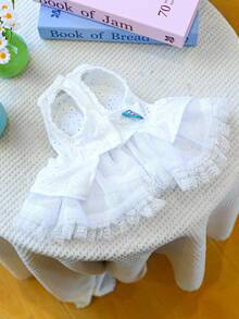 PETCIRCLE 1件宠物衣服，狗狗连衣裙，可爱薄纱裙，轻盈春夏新品 - 白色 - 查看 7