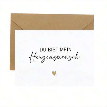 Du Bist Mein Herzensmensch Card With Envelope, Greeting Card For Birthday, Folding Card, Gift Ideas For Men And Women, Gift Card