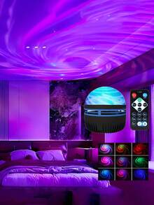 1个USB供电海洋波浪投影灯，卧室夜灯，游戏室，学校，返校季，魔法灯，家庭影院，照明，卧室灯，夜灯，吸顶灯，房间装饰，情人节，7种颜色模式和遥控器，可调光台灯 - 投影燈 - 查看 13