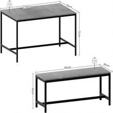 Roslyn 4 Seater Dining Table With 2 Benches, 3 Piece Set - Concrete Grey - View 3
