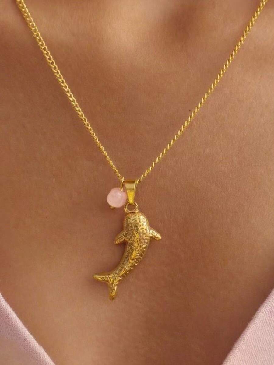 1 chiếc vòng cổ mặt dây chuyền hình cá mập chủ đề biển và đại dương tối giản - Dây chuyền Ocean Series - Xem 1