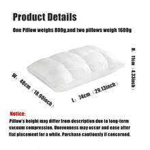 Luxury Tufted Bed Pillow Set Of 2, Plush Down Alternative Pillow, Soft Support Hotel Collection Pillow, Machine Washable For Bedroom Decor - White - View 3
