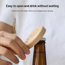 1pc Wooden Magnetic Bottle Opener, Fridge-Mountable, Creative Beer & Soda Bottle Opener, Portable - Natural Wood Color - View 8