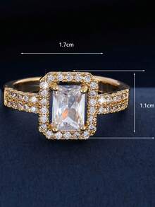 1 chiếc nhẫn nữ thiết kế sáng tạo cao cấp đính đá Cubic Zirconia, kiểu dáng hở đa năng, thích hợp làm quà tặng và đeo hàng ngày. - Vòng mở - Xem 7