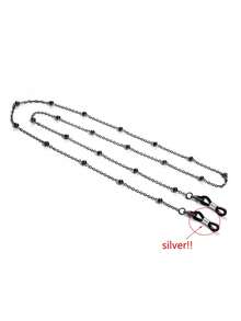1 chiếc dây đeo kính mắt đính hạt kim loại phong cách Bohemian tối giản, chống trượt, phù hợp cho nữ giới sử dụng hàng ngày và trang trí kính mắt (Số lượng và chiều dài hạt ngẫu nhiên, vòng cao su có thể tháo rời) - Súng đen - Xem 5