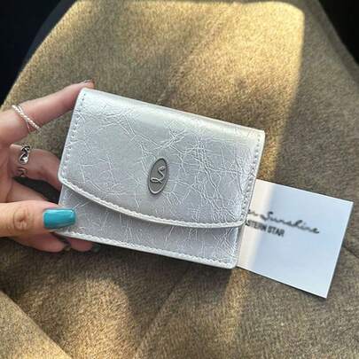 Koreaanse INS Niche Minimalistische Portemonnee voor Dames, Meerkleurig, Gebarsten Textuur, Grote Capaciteit Geldportemonnee, Mini Portemonnee, Portemonneetje, Kleine Portemonnee, Pasjesportemonnee