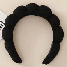 1pc,Black Plush Cloud-Shaped Headband: Soft Spa Headband, Hair-Holding Accessory Ideal For Skincare Routines, Makeup Application, Facial Treatments, Shower Prep, Home Spa Days, Gift Exchanges,  Gifting To Skincare Enthusiasts, Beauty Lovers, Busy Professionals, Self-Care Advocates, Gift Givers, Adults Who Cherish Comfortable Practical Beauty Tools That Elevate Any Self-Care Routine With Gentle Functionality - Multicolor - View 2