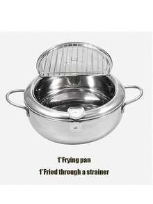 Premium Stainless Steel Compact Deep Fry Pan With Precise Thermometer, Secure Lid & Convenient Drip Rack, Ideal For Tempura, French Fries, Shrimp, Chicken Wings & Various Homemade Fried Foods, Perfect Small-Size Deep Frying Pot - View 12