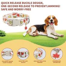 iDestry Collar para perro con estampado de hoja de arce, colgante ajustable de , collares de algodón para gatos, cachorros, gatitos y perros pequeños, medianos y grandes - Hoja de arce - Multicolor - Ver 4
