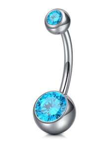 AVYRING G23 Titanium Belly Button Rings, Internally Threaded 6mm 8mm 10mm 12mm 14mm 16mm Long Belly Ring, Round CZ Navel Rings For Women Men - Silver - View 8