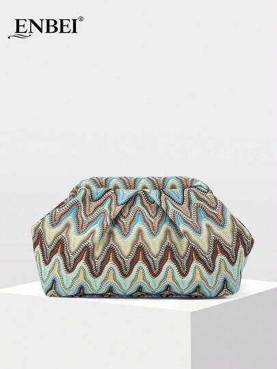  ENBEI 优雅摩洛哥风情手拿包 - 化妆包、沙滩包、时尚女士手提包、贝壳包，百搭简约，别致晚宴包，完美适用于派对、晚宴、婚礼、约会、购物等场合。母亲节、节日或圣诞节的理想礼物。