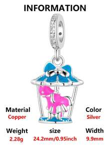 1pc Colorful Rotating Carousel Bead Pendant, Creative Versatile DIY Bracelet Necklace Gift - Multicolor - View 4