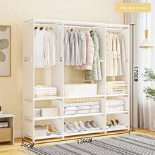 1 pieza Perchero de ropa multifuncional, soporte de percha de ropa sencillo, organizador de armario de pie para dormitorio, anti-polvo - Multicolor - Ver 14