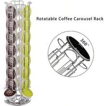 Soporte para cápsulas de café 24 unidades de almacenamiento hecha en acero inoxidable giros 360 grados organizador de cápsulas para el hogar u oficina Plata - Plata - Ver 5