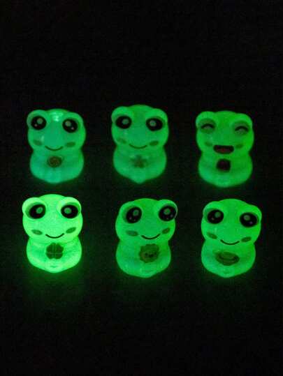 2个发光迷你树脂青蛙动物摆件，微型夜光小动物装饰品，适用于DIY仙女花园、微景观工艺、玻璃容器、盆栽植物装饰、家庭办公桌、感官箱、收藏展示、汽车内饰配件、水族箱、家居装饰、书架、客厅场景、生日礼物（款式随机）