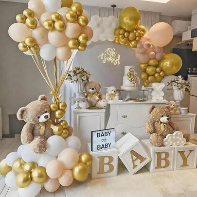 126Pcs Sand White Balloon Arch Garland Kit, White And Gold Balloons With Glue Dots For Birthdays, Valentine's Day, Bridal Showers, Summer Gatherings, New Year's Parties, Dances, And Indoor/Outdoor Decorations