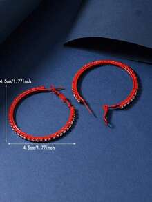 1 Pair Classic Elegant Black Hoop Earrings Women, Everyday Wear CTJE - 紫色 - 查看 2