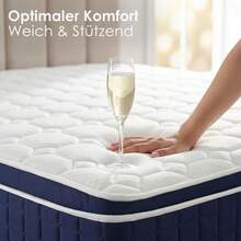 Sour Lemon EDIMENS Pocket Spring Mattress, 25cm High, 7-Zone Orthopedic & Medium-Firm (H5) | Comfort Foam Topper | Compressed In A Box For Easy Transport | 90x200/140x200/180x200 - White Blue - View 5