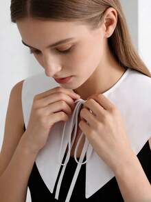 1 Pc White Palace Style Small Shawl Fake Collar, Big Pointed Collar Women's Spring And Autumn Clothing Accessories - White - View 6