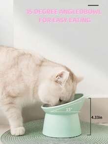 1pc 15 Degree Slanted Anti-Vomiting Pet Bowl, Stable Base, Suitable For Indoor Cats & Dogs, Dishwasher - Multicolor - View 6