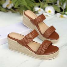 Wedges Heels Platform Sandals Womens Wedge Sandals Open Toe Comfortable Espadrilles Summer Outdoor Beach Travel Walking Shoes - 棕色 - 查看 3